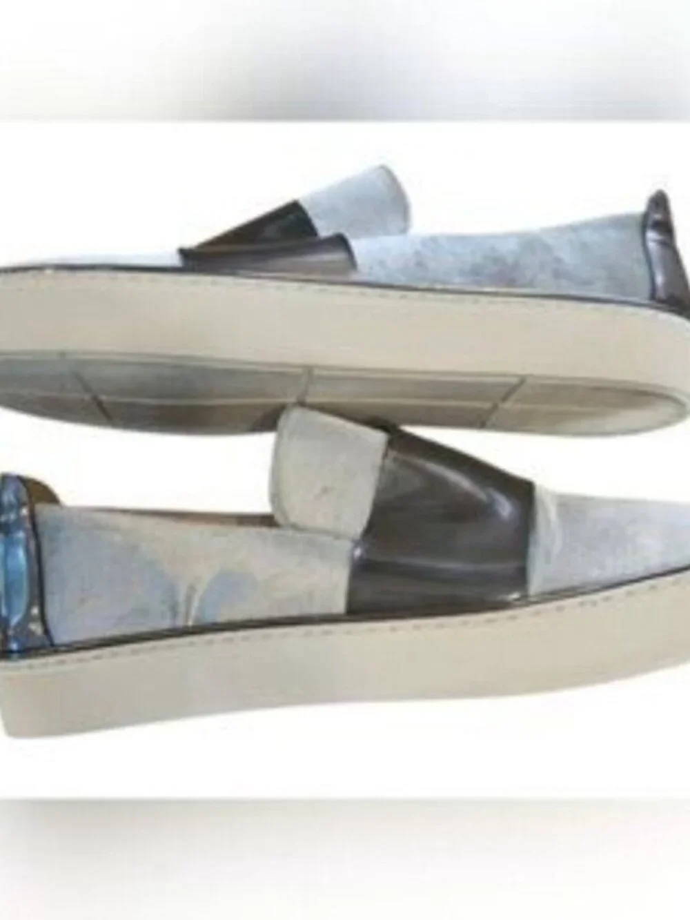 Stuart Weitzman Boyband in Argento SZ 9.5 Gray Velvet Gunmetal Band 1